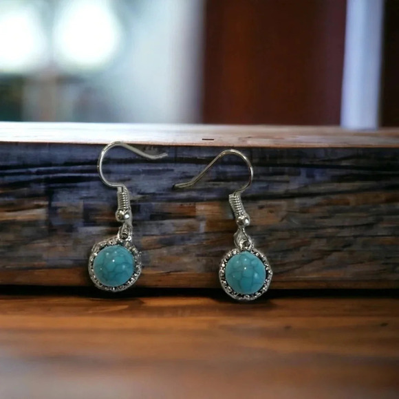 Turquoise Stone Boho Earrings - Picture 5 of 6